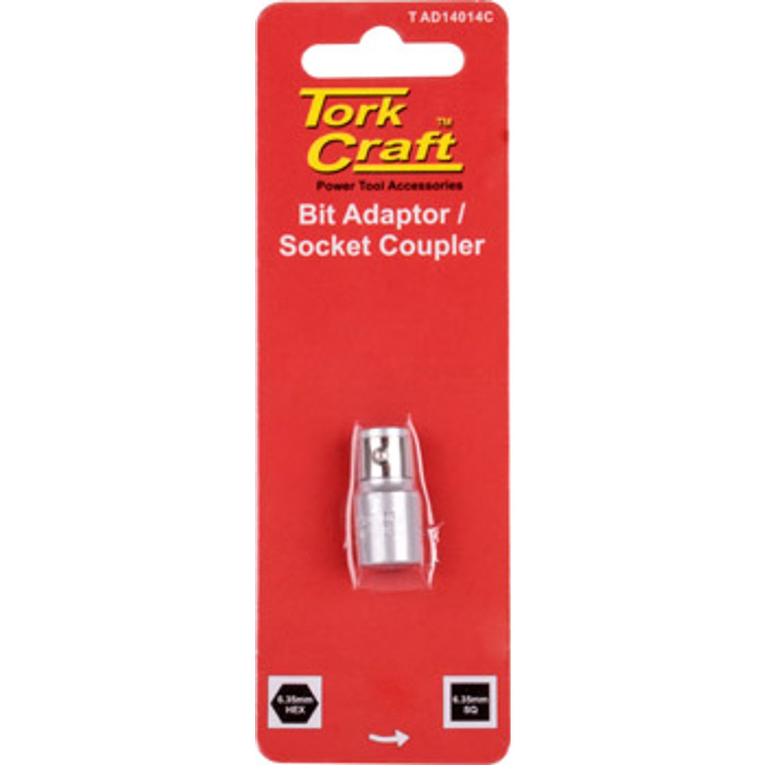 Socket Adaptor Coupler 1/4'f Sq X 1/4'f Hex Carded